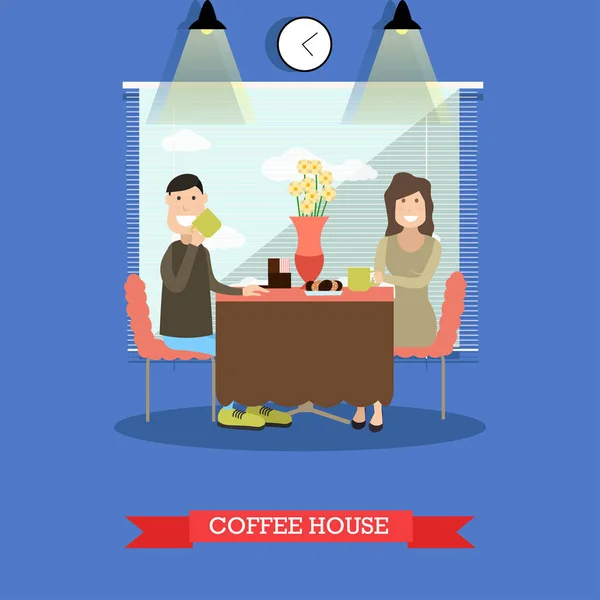 Café concepto vector ilustración en estilo plano — Vector de stock