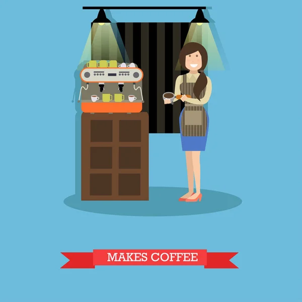 Hacer ilustración de vectores de café en estilo plano — Vector de stock