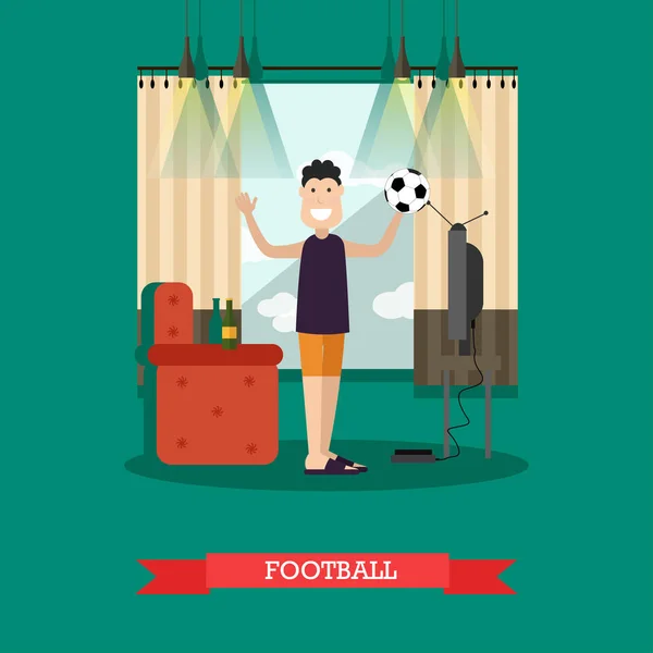 Ilustracja wektorowa koncepcja piłki nożnej w płaski — Wektor stockowy