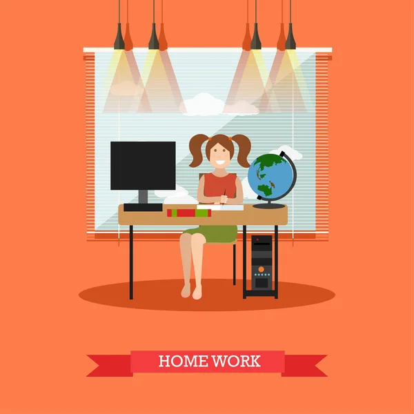 Homework conceito vetor ilustração em estilo plano — Vetor de Stock