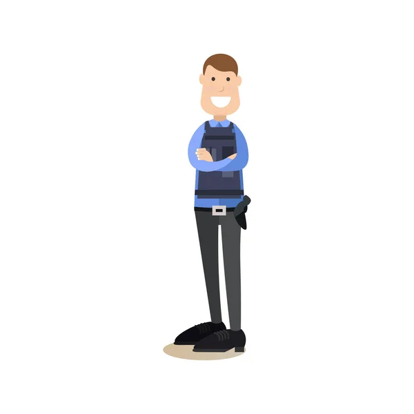 Hotel security guard vector illustration in flat style — Stock Vector