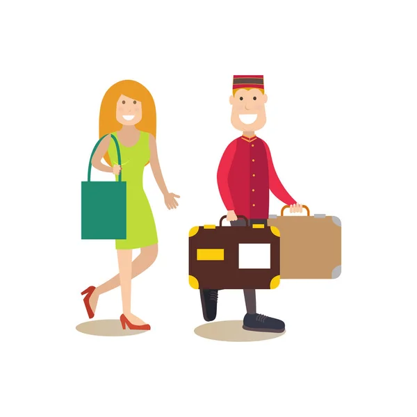 Porter carrying luggage Vector Art Stock Images | Depositphotos