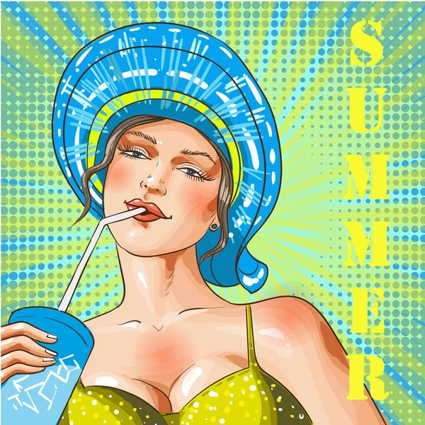 Διάνυσμα vintage pop art καλοκαίρι παραλία διακοπών εικονογράφηση — Διανυσματικό Αρχείο