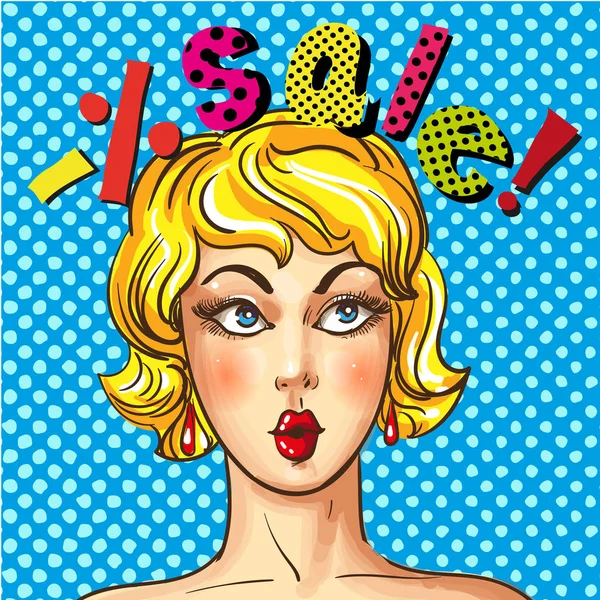 Vector vintage pop-art verkoop reclame poster — Stockvector