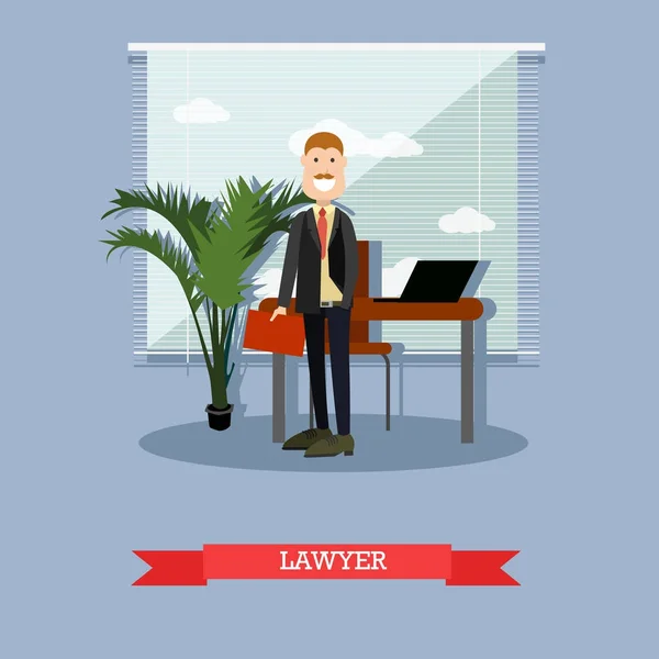 Ilustração vetorial de advogado em estilo plano — Vetor de Stock