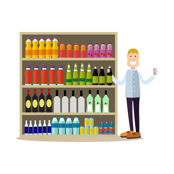 Gente vector de compras ilustración en estilo plano — Vector de stock