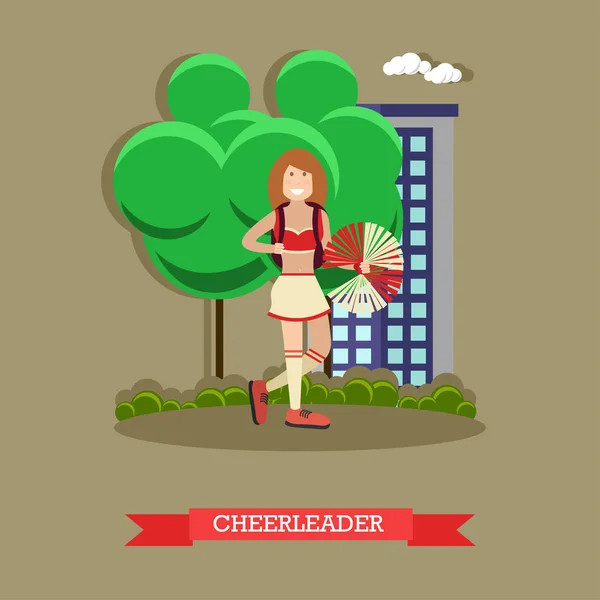 Illustrazione vettoriale del concetto di cheerleader in stile piatto — Vettoriale Stock