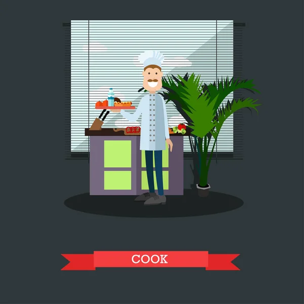 Illustration vectorielle concept Cook dans un style plat — Image vectorielle