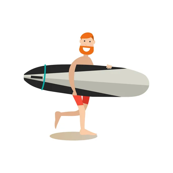 Surfer sörf tahtası vektör çizim düz tarzı ile — Stok Vektör