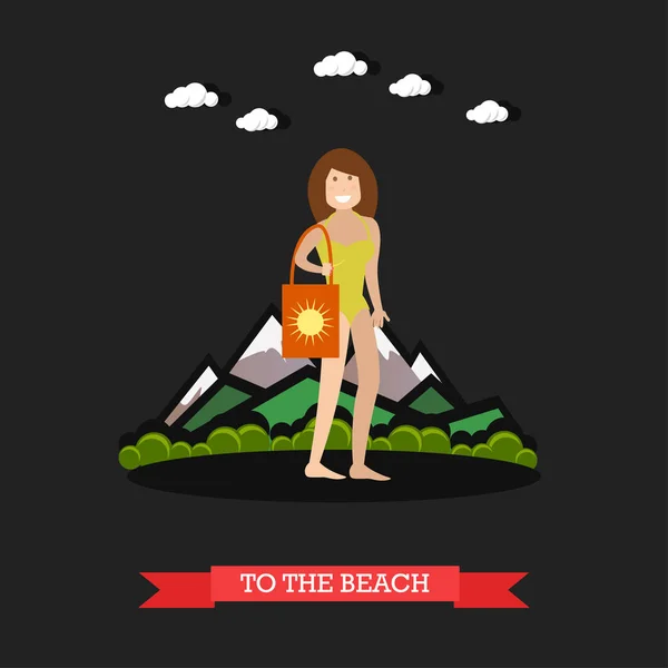 Woman in swimsuit vector illustration in flat style — Stock Vector