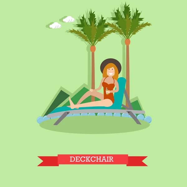 Deckchair vector ilustración en estilo plano — Archivo Imágenes Vectoriales