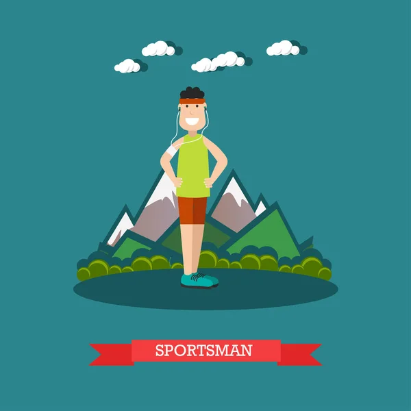 Ilustración del vector Sportsman en estilo plano — Vector de stock