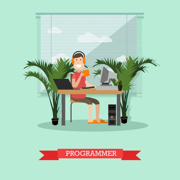 Programmer concept vector illustration in flat style — Stock Vector
