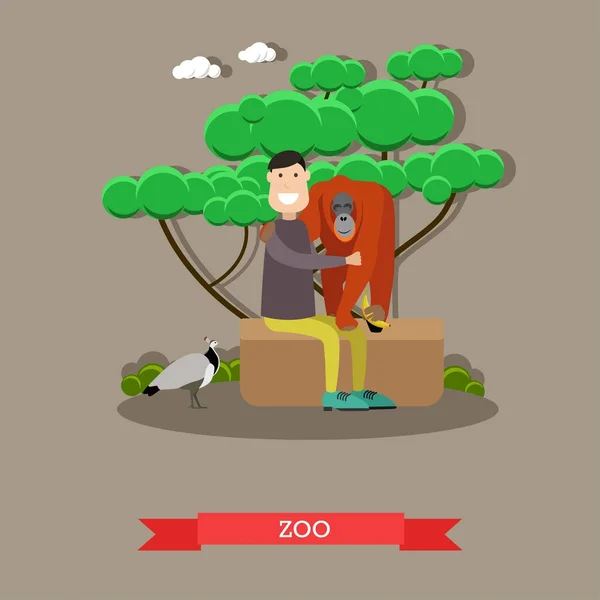 Ζωολογικός Κήπος ιδέα εικονογράφηση φορέα σε επίπεδη στυλ σχεδιασμού. — Διανυσματικό Αρχείο