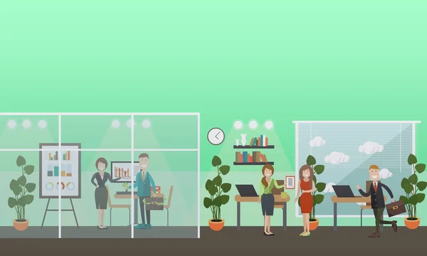 Business people in office concept plat vecteur illustration — Image vectorielle