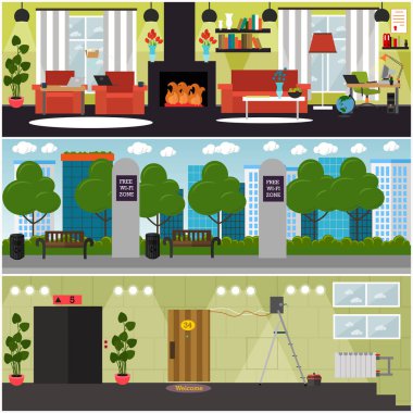 Vektör set internet iç kavramı posterler, afişler