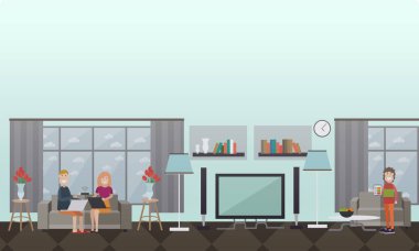 Ev Internet kavramı düz vektör çizim