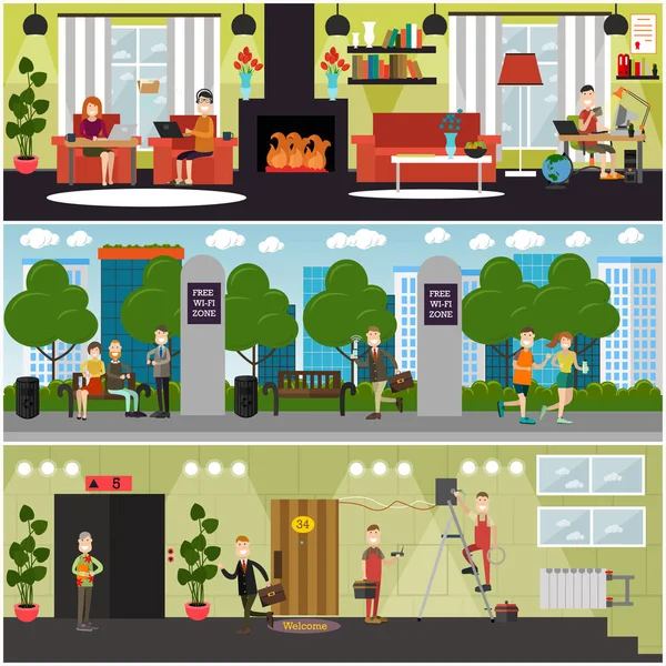 Vektör set Internet kavramı posterler, afişler