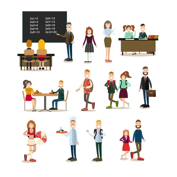 School mensen vector platte pictogramserie — Stockvector
