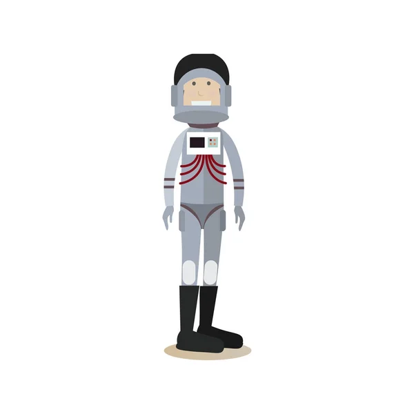 Astronaut rymddräkt och hjälm platt vektorillustration — Stock vektor