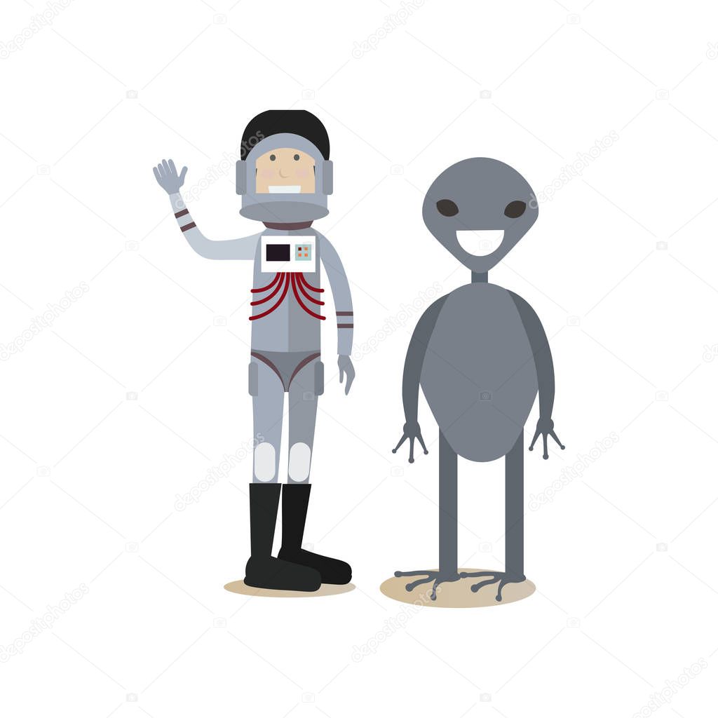 Space people concept flat vector illustration