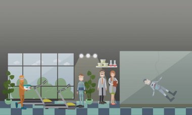 Astronot eğitim kavramı düz vektör çizim