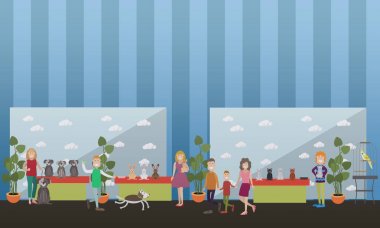 Safkan evde beslenen hayvan sergi vektör düz çizim