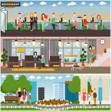 İnsanlar ve ilişkiler kavramı vektör düz posteri veya başlığı ayarla