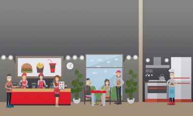 Fast food Restoran kavramı vektör düz çizim