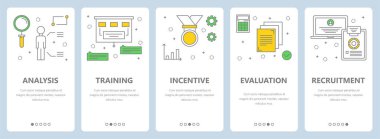 Vektör çağdaş ince çizgi sanat tarzı insan kaynakları kavramı afiş