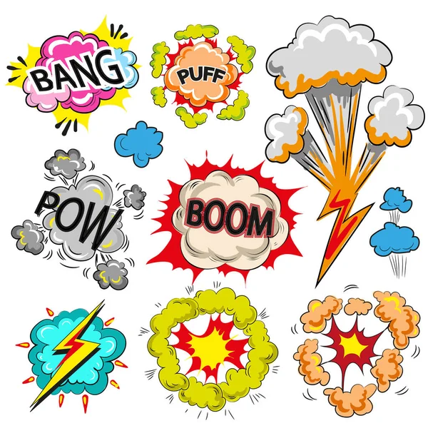 Vector pop art comic modern speech bubble set — Stock Vector