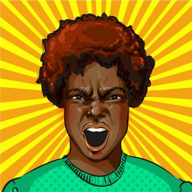 Vektör pop sanat çığlık agresif Afrikalı-Amerikalı kadın