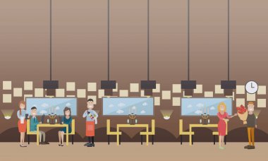 Restoran vektör düz resimde romantik Tarih