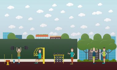 Açık havada kavramı vektör düz çizim eğitim