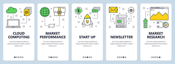 Vector modern thin line cloud computing concept web banner set