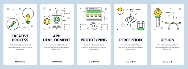 Vektör çağdaş ince çizgi yaratıcı süreç kavramı web afiş set — Stok Vektör
