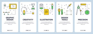 Vektör çağdaş ince çizgi grafik tasarım kavramı web afiş set