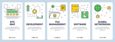 Vektör çağdaş ince çizgi site harita kavramı web afiş set