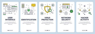 Vektör çağdaş ince çizgi kullanıcı arabirimi kavramı afiş kümesi