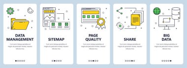 Vektör çağdaş ince çizgi veri yönetimi kavramı web afiş kümesi