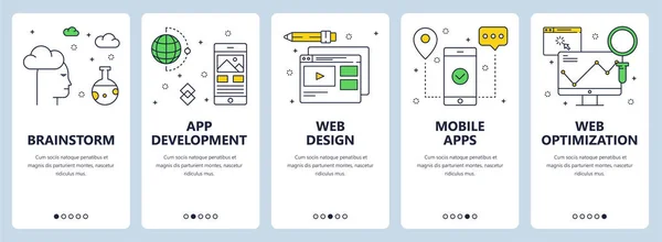 Vector moderno linha fina desenvolvimento web conceito banner set —  Vetores de Stock