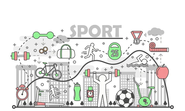 Ilustracja wektorowa koncepcji sportu w stylu liniowych płaskich — Wektor stockowy
