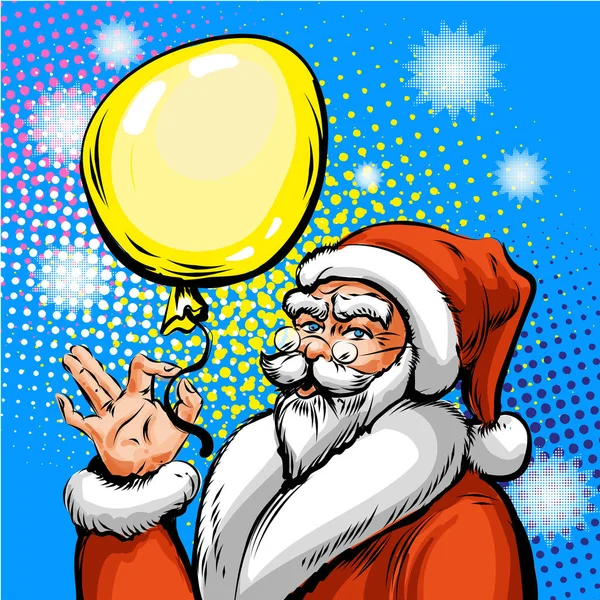 Векторная поп-арт иллюстрация Санта-Клауса в красном костюме — стоковый вектор
