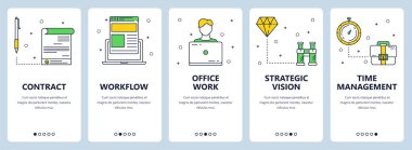 Vektör çağdaş ince çizgi sözleşme dikey web afiş set