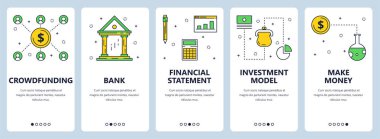Vektör çağdaş ince çizgi crowdfunding dikey web afiş set