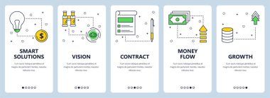 Vektör çağdaş ince çizgi akıllı çözümler dikey web afiş set