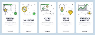 Vektör çağdaş ince çizgi iş dikey web afiş kümesi