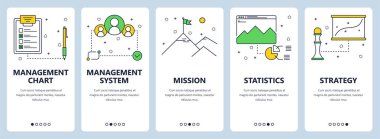 Vektör çağdaş ince çizgi yönetimi grafik dikey web afiş set
