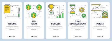 Vektör çağdaş ince çizgi iş dikey web afiş kümesi