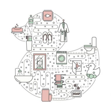 Banyo kavramı vektör düz çizgi sanat çizim